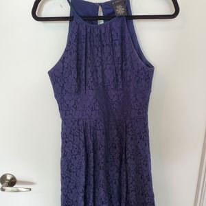 Navy blue short high neck dress